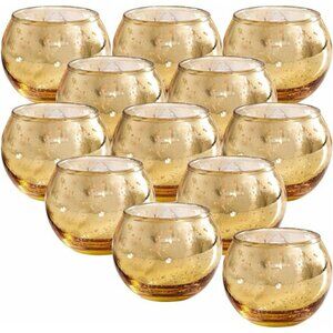 Gold Votive Candle Holders 12pcs -Gold Tealight Candle Holders,​ Decorations